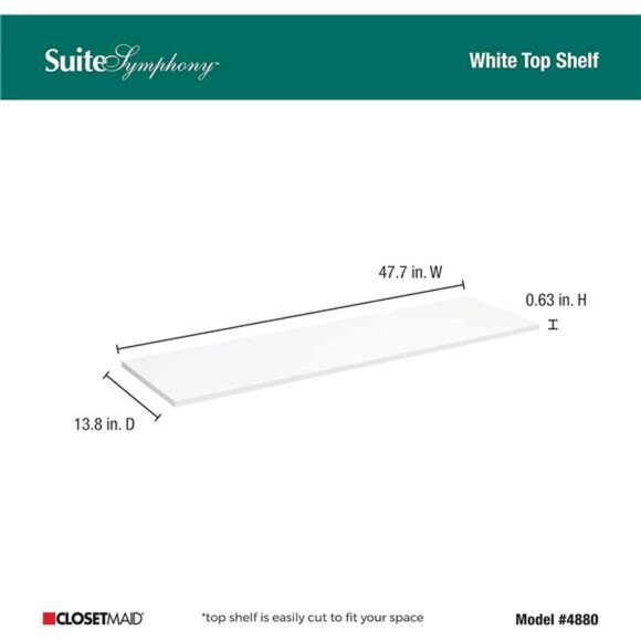 Closet organizer wood shelf 48 inch white storage shelf for clothes blankets sho - Picture 3 of 5